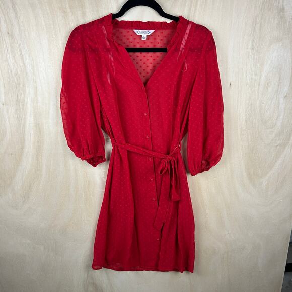 Nanette Lepore Sheer Red Dress Shell Only Size 6 Short Romantic Style - Picture 1 of 6